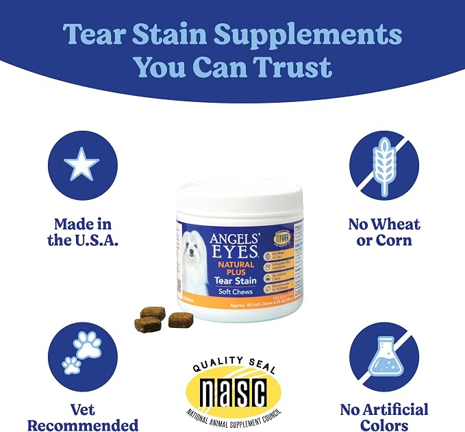 Angels' Eyes Natural Tear Stain Prevention Soft Chews for Dogs, 90 Count