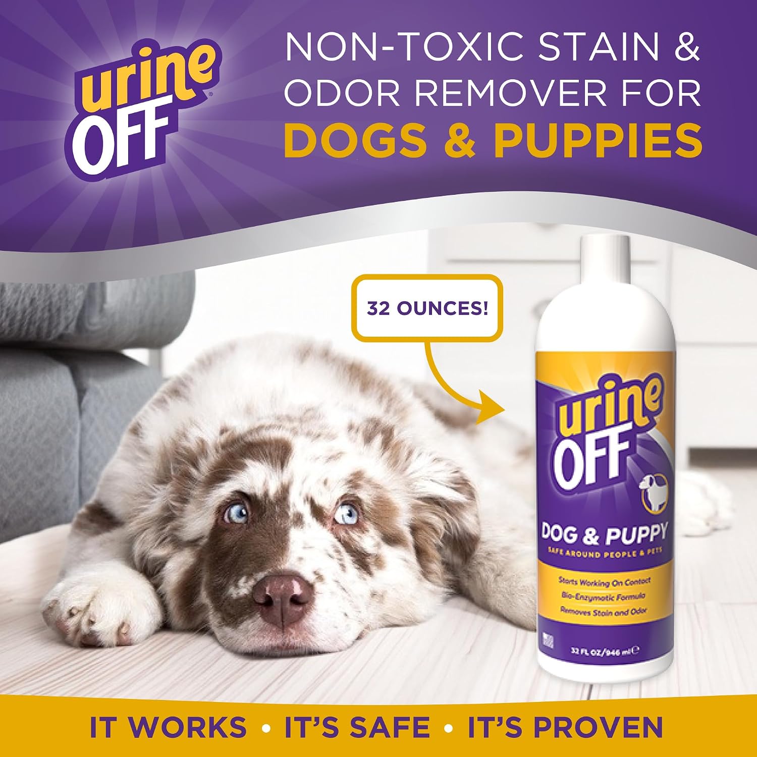Urine Off Dog & Puppy Stain & Odor Remover – Bio-Enzymatic Pet Urine Cleaner & Odor Eliminator