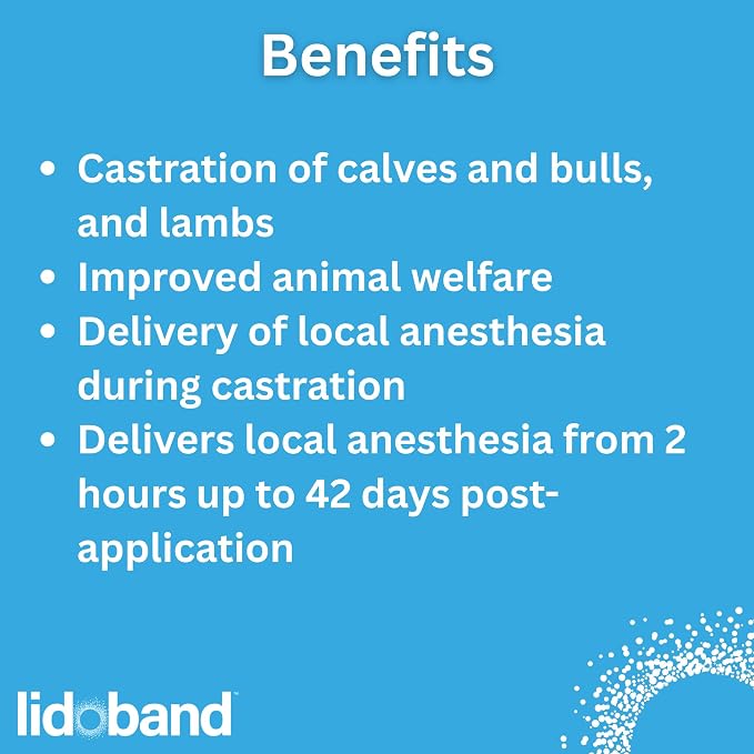 Solvet LidoBand Calf & Lamb Castration Bands with Lidocaine – 80 mg Medicated Latex Bands, 8 Count