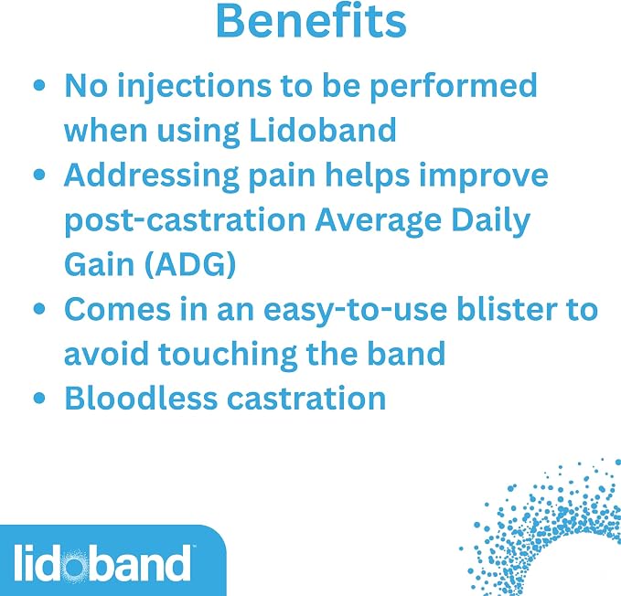 Solvet LidoBand Calf & Lamb Castration Bands with Lidocaine – 80 mg Medicated Latex Bands, 8 Count