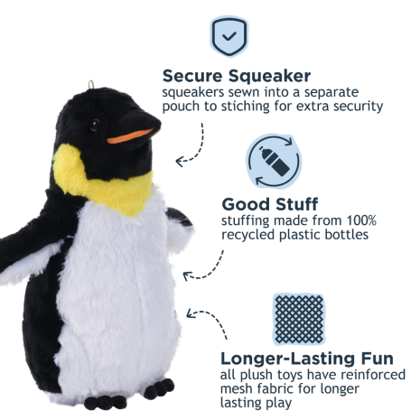 Tall Tails Emperor Penguin Squeaker Plush Dog Toy – 14 Inch
