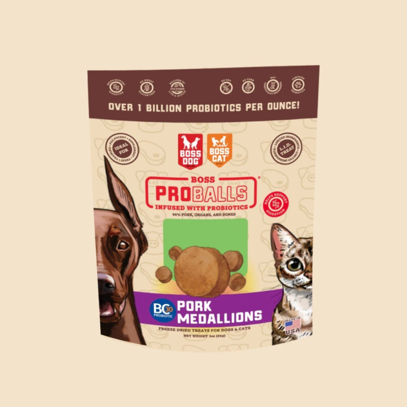 Boss Dog Proballs Treats (Dogs & Cats), Pork Recipe, 3 oz Bag