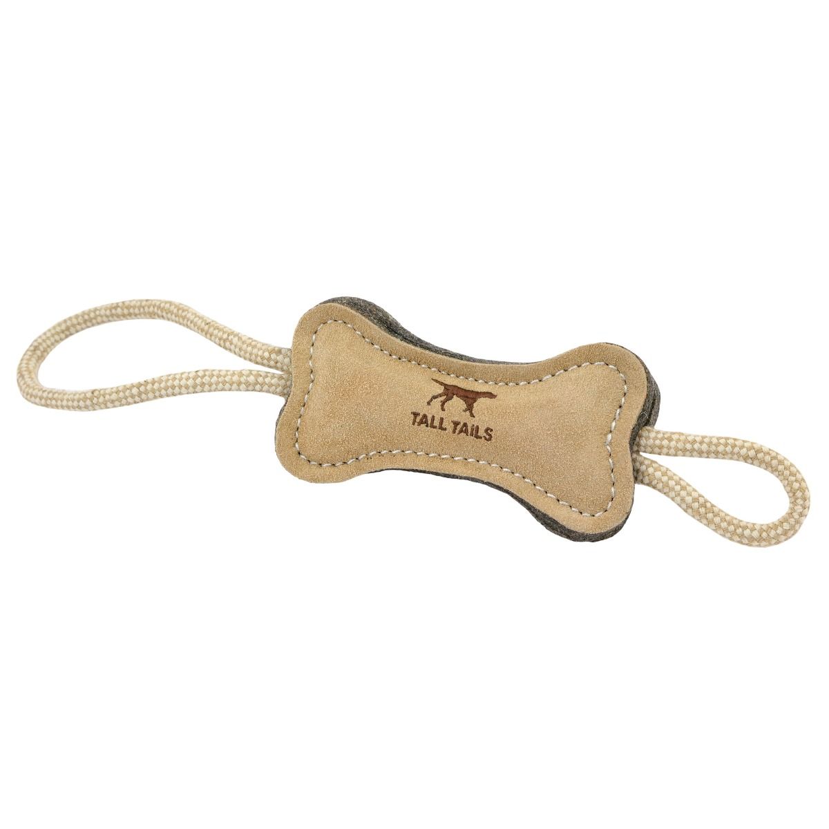 Tall Tails Natural Leather & Wool Bone Tug Dog Toy – 16 Inch