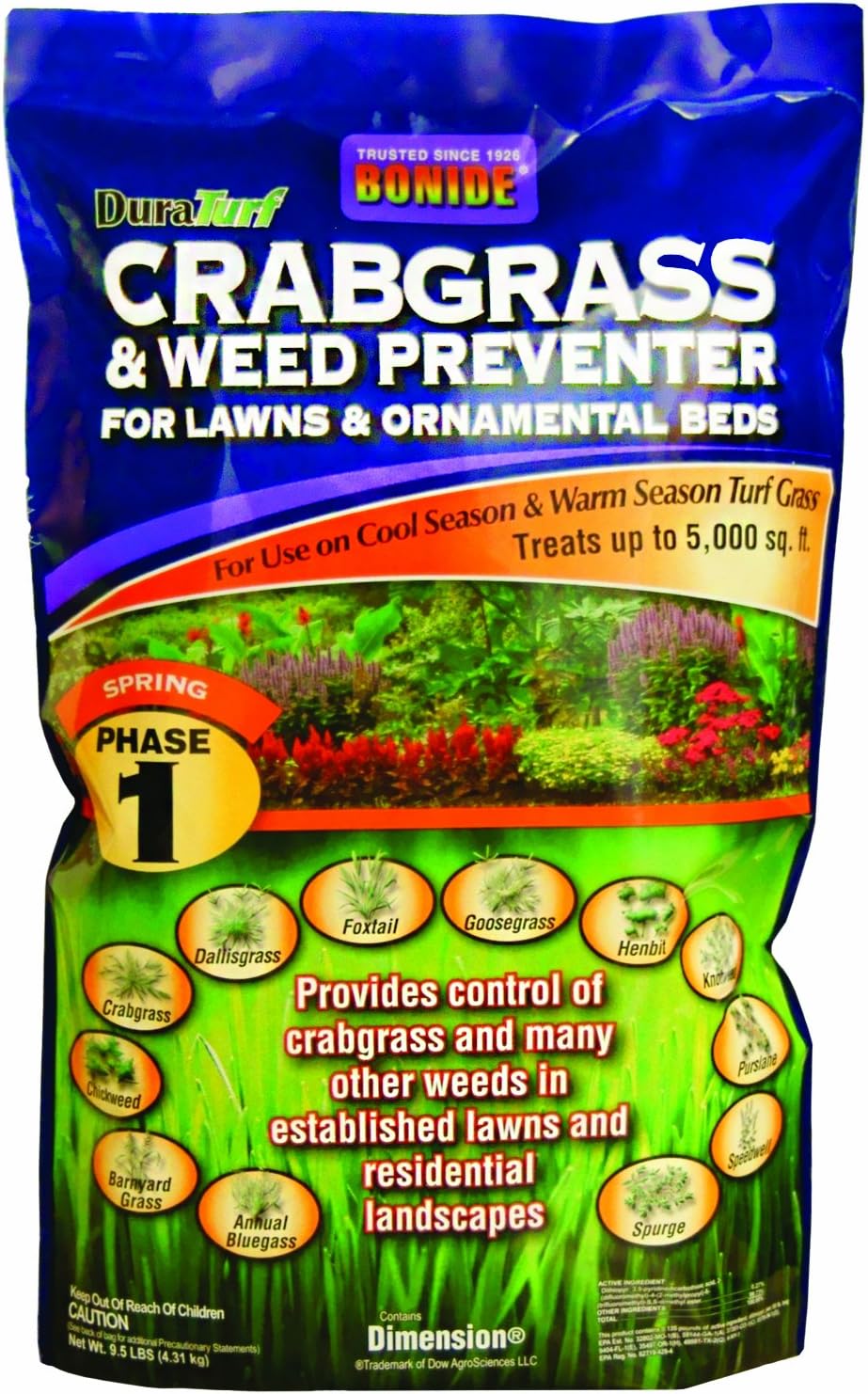 Bonide® DuraTurf® Crabgrass & Weed Preventer - Phase 1 - 5M Granules - for Lawns & Ornamentals 9.5lb