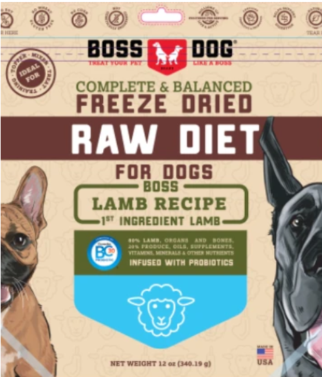 Freeze Dried Diet Complete-Boss Dog Brand Lamb Recipe 12 oz