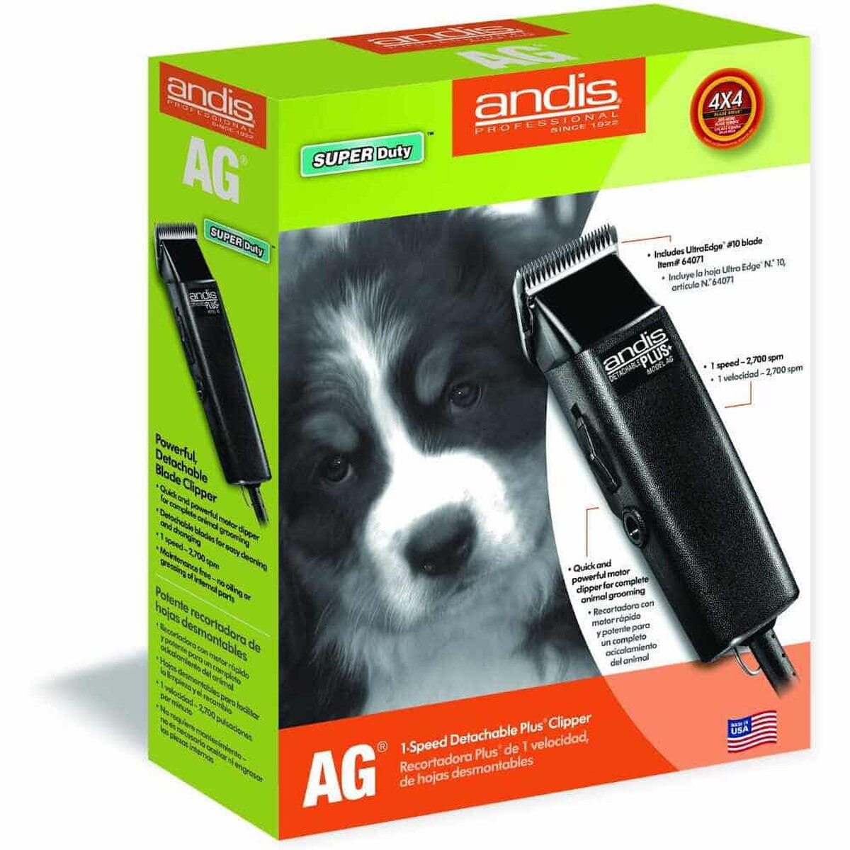 Andis ProClip AG2 2-Speed Detachable Blade Clipper – Professional Dog & Pet Grooming Clipper