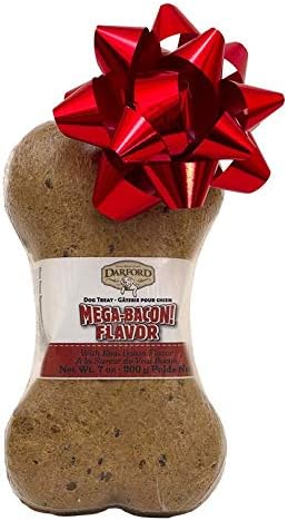 Darford Mega Bone Bacon Dog Treat 7 oz – Hard Oven-Baked Crunchy Large Dog Bone Treat