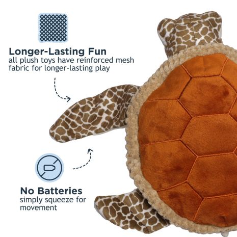 Tall Tails Plush Animated Sea Turtle Dog Toy – 10 Inch
