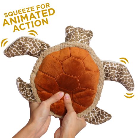 Tall Tails Plush Animated Sea Turtle Dog Toy – 10 Inch