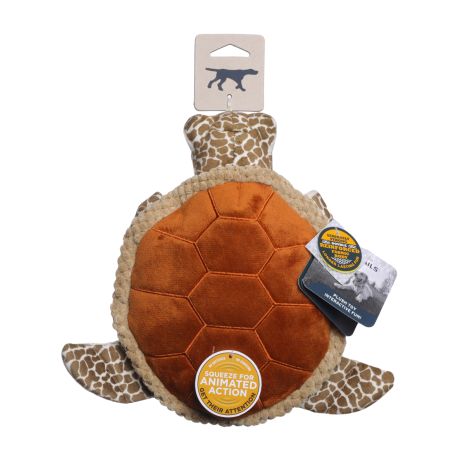 Tall Tails Plush Animated Sea Turtle Dog Toy – 10 Inch