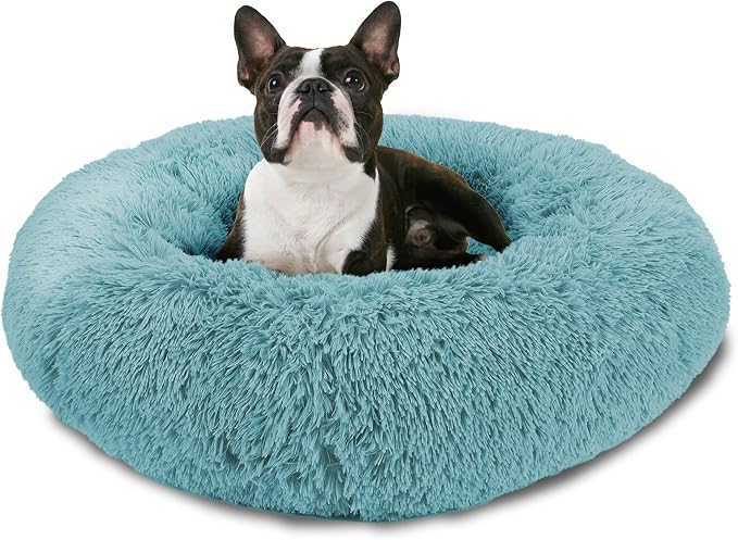 Arlee Pet Products Rover Rest Shaggy Donut Dog Bed – Blush Calming Memory Foam Pet Bed, 26 x 26 in