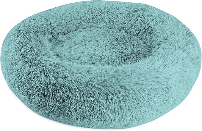 Arlee Pet Products Rover Rest Shaggy Donut Dog Bed – Blush Calming Memory Foam Pet Bed, 26 x 26 in