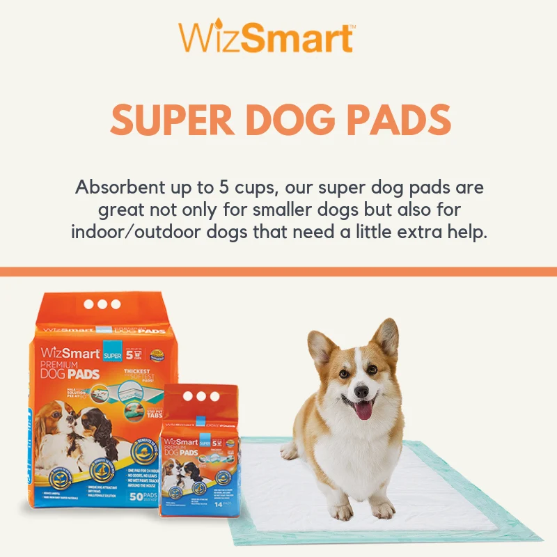 WizSmart Heavyweight Dog Pads for Small Dogs & Puppies – 14 Count