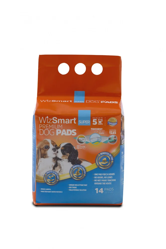 WizSmart Heavyweight Dog Pads for Small Dogs & Puppies – 14 Count