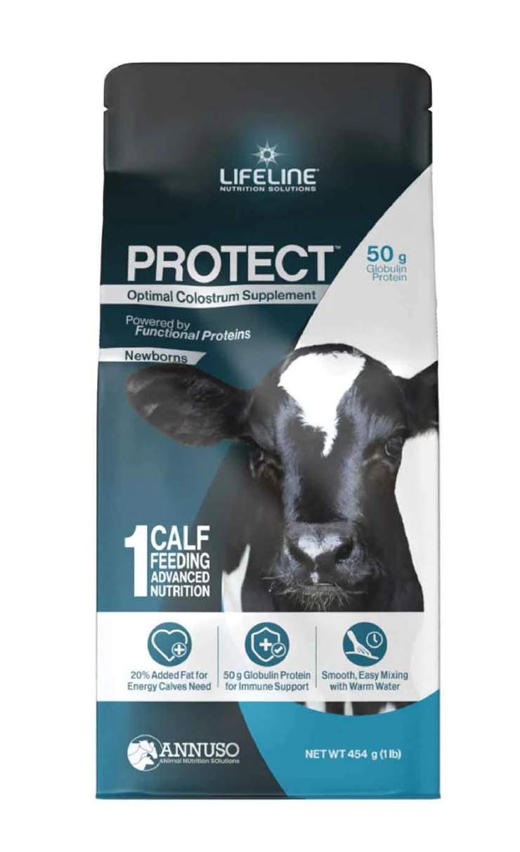 LIFELINE Protect 50g Colostrum Supplement for Newborn Beef & Dairy Calves – Globulin Protein & Energy Support, 1 lb