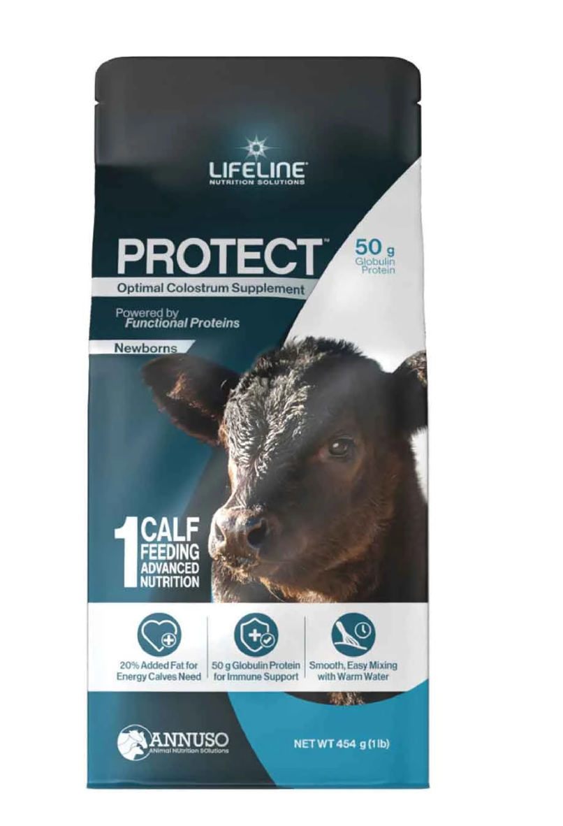 LIFELINE Protect 50g Colostrum Supplement for Newborn Beef & Dairy Calves – Globulin Protein & Energy Support, 1 lb