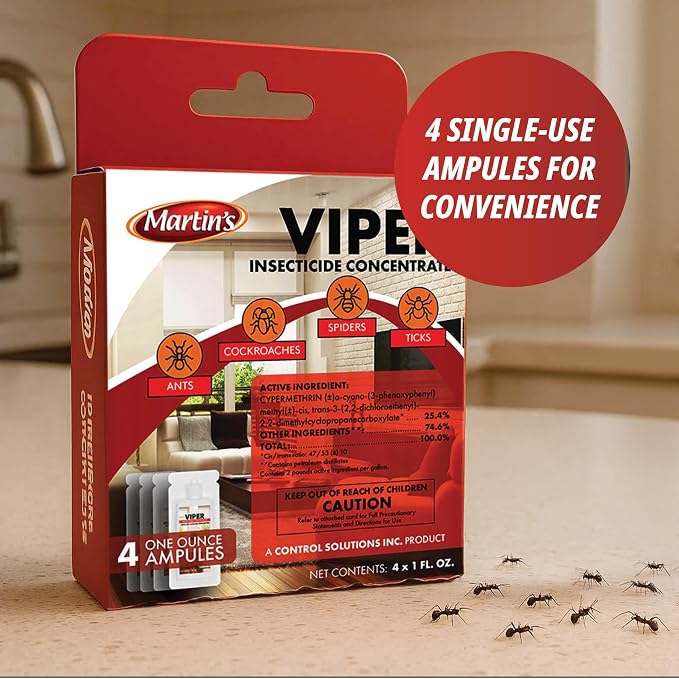 Martin’s Viper Insecticide Concentrate 4 oz – 25.4% Cypermethrin Indoor & Outdoor Pest Control