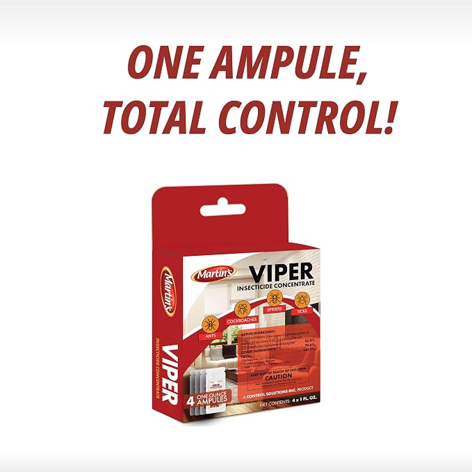 Martin’s Viper Insecticide Concentrate 4 oz – 25.4% Cypermethrin Indoor & Outdoor Pest Control