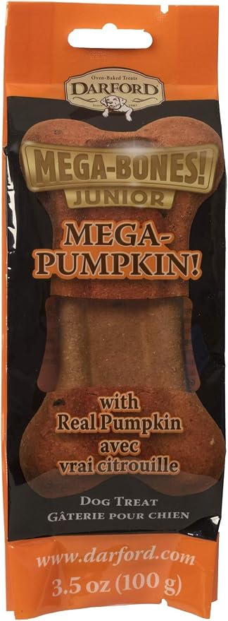Darford Mega Pumpkin Jr Dog Treat 3.5 oz – Hard-Baked Crunchy Pumpkin Dog Bone