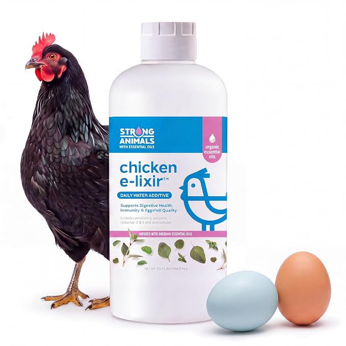 Strong Animals Chicken E-lixir Poultry Supplement – 32 oz Daily Water Additive with Vitamins, Electrolytes & Prebiotics