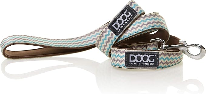 DOOG Benji Neoprene Dog Leash, Small, 47-Inch, Brown & Blue Zigzag, Lightweight Quick-Dry Lead