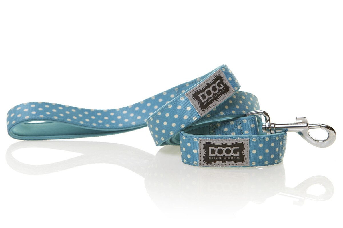 DOOG Snoopy Neoprene Dog Leash Small 47" – Blue & White Spot Quick-Dry Lightweight Lead
