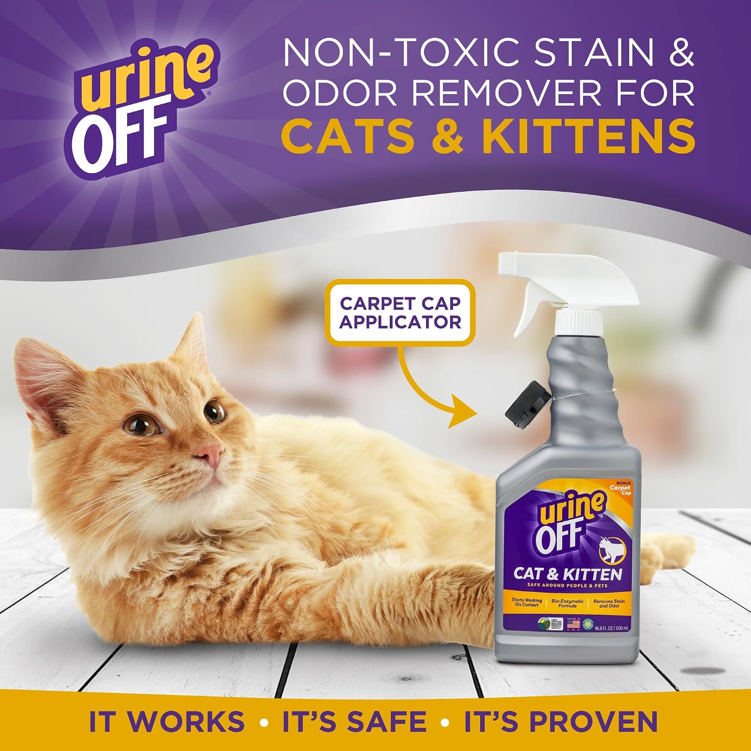 Urine Off Cat & Kitten Stain & Odor Remover – Bio-Enzymatic Cat Urine Cleaner & Odor Eliminator