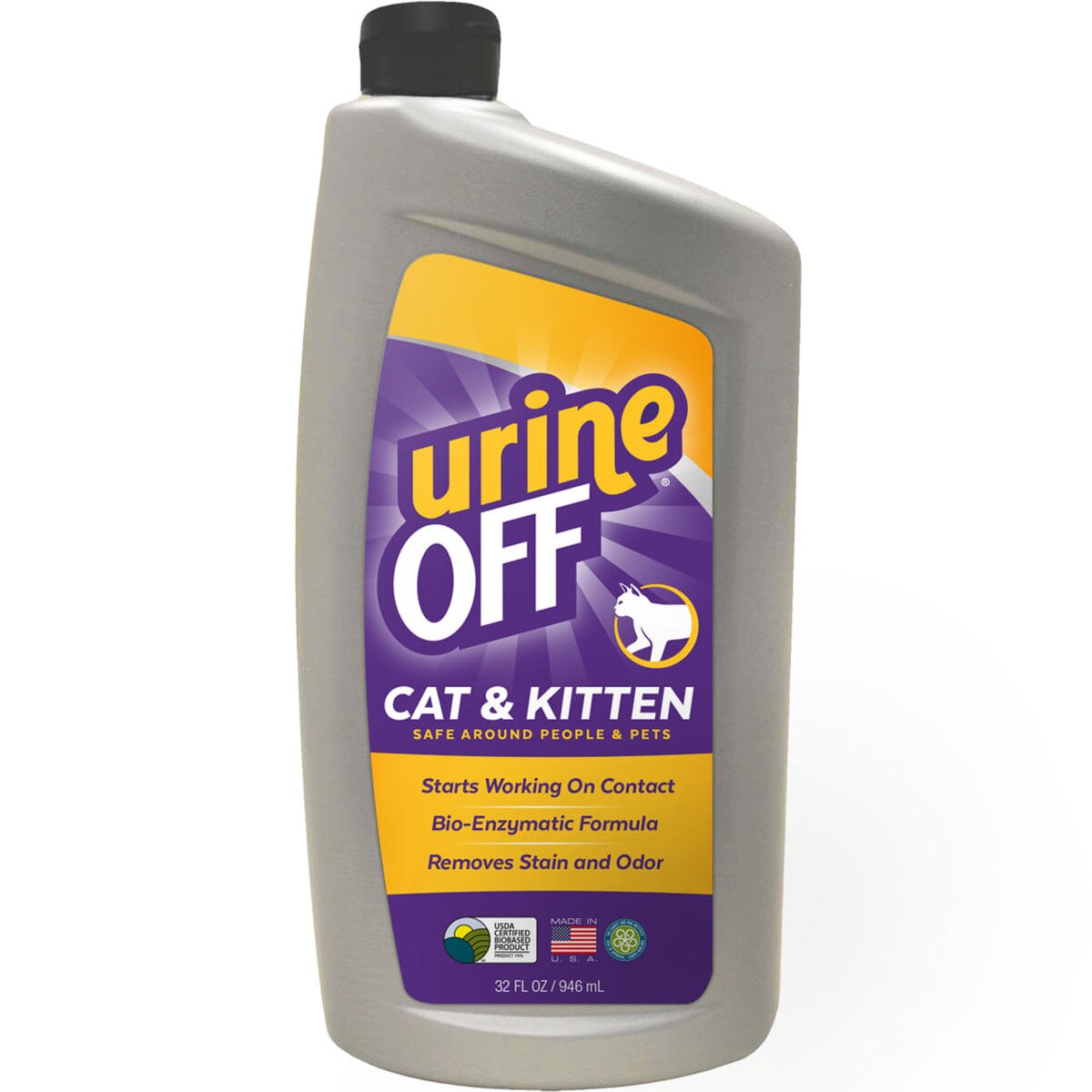 Urine Off Cat & Kitten Stain & Odor Remover – Bio-Enzymatic Cat Urine Cleaner & Odor Eliminator