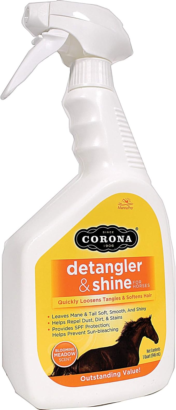  Corona Detangler & Shine Conditioner for Horses, Mane & Tail Grooming, 32oz