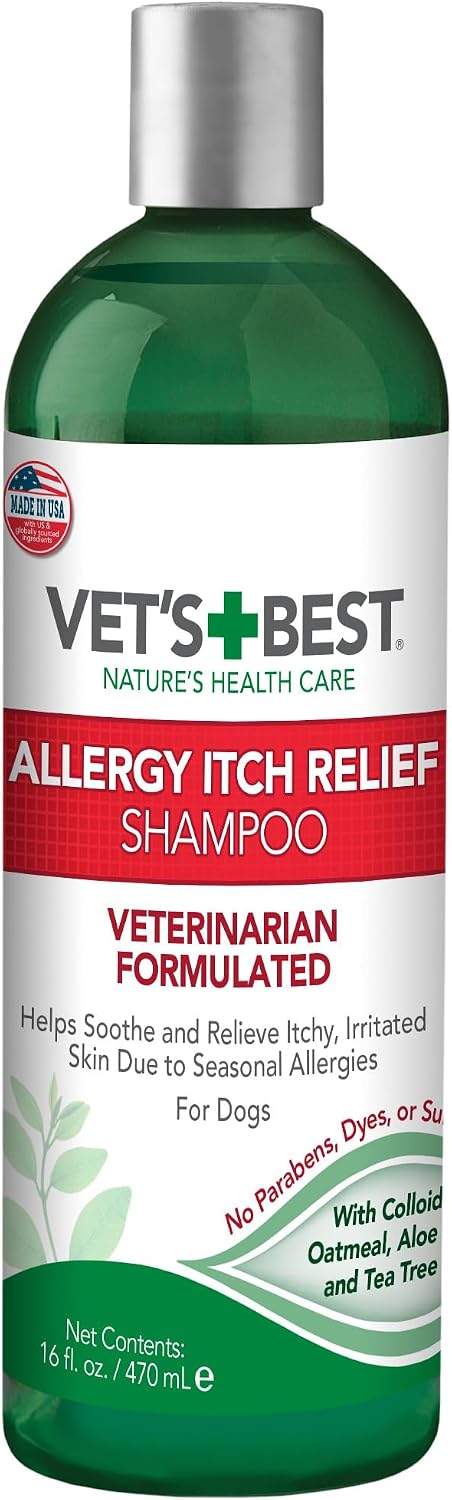 Vet's Best Allergy Itch Relief Dog Shampoo with Oatmeal, Aid Itching, 16 oz