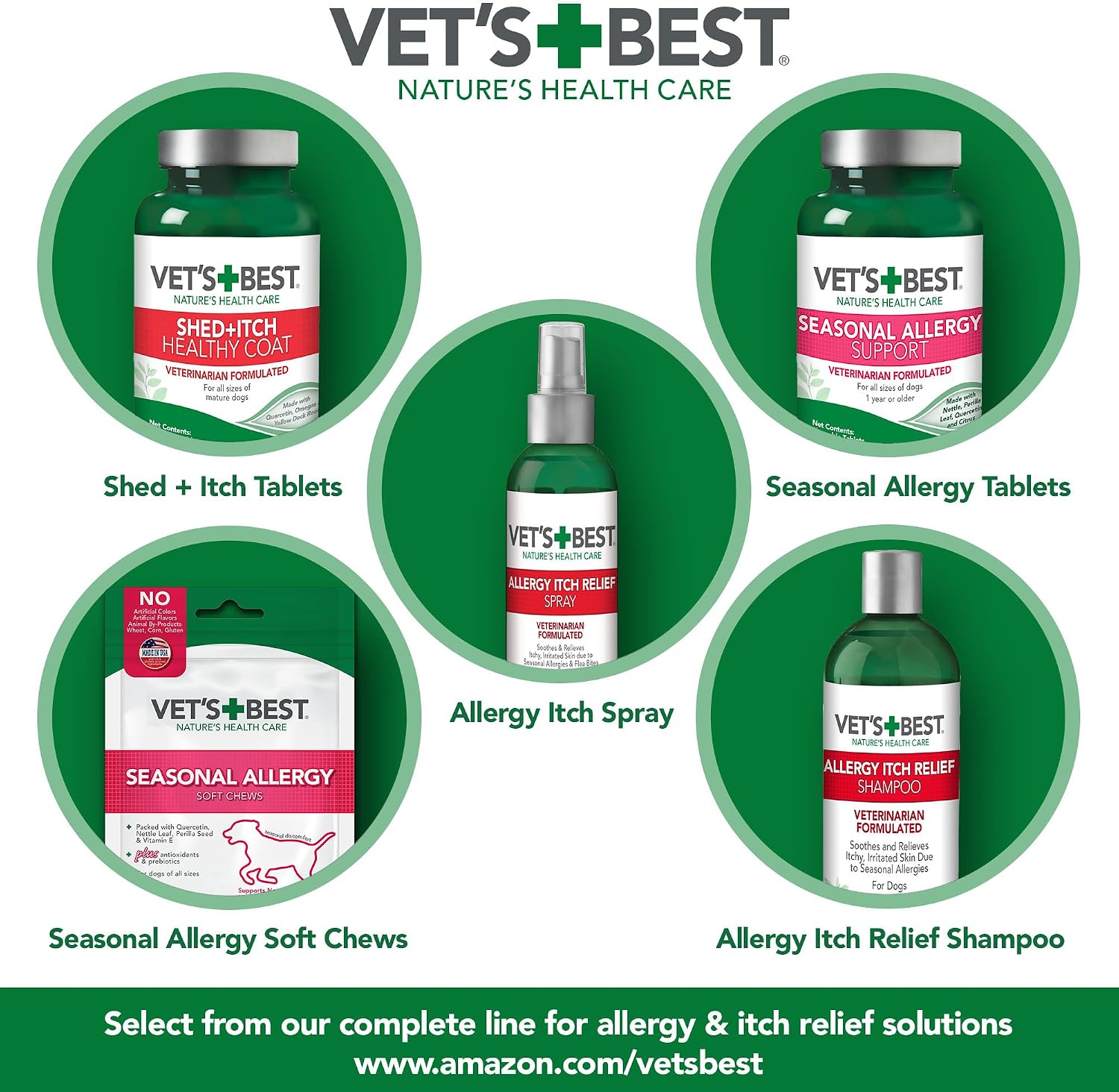 Vet's Best Allergy Itch Relief Dog Shampoo with Oatmeal, Aid Itching, 16 oz