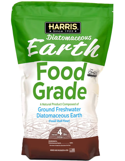 Harris Food Grade Diatomaceous Earth 4 lb – 100% Freshwater DE Powder with Duster, OMRI Listed