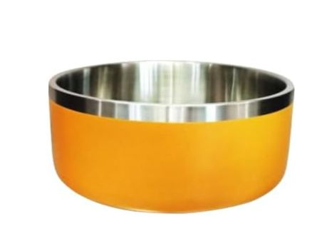 QT Dog Small Double Wall Stainless Steel Bowl, Orange — image 1