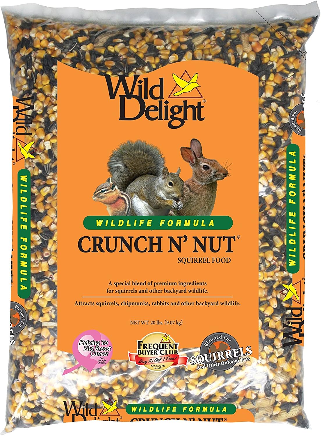Wild Delight Crunch N’ Nut Squirrel Food – Corn, Sunflower Seeds & Whole Peanuts, Wildlife Feed