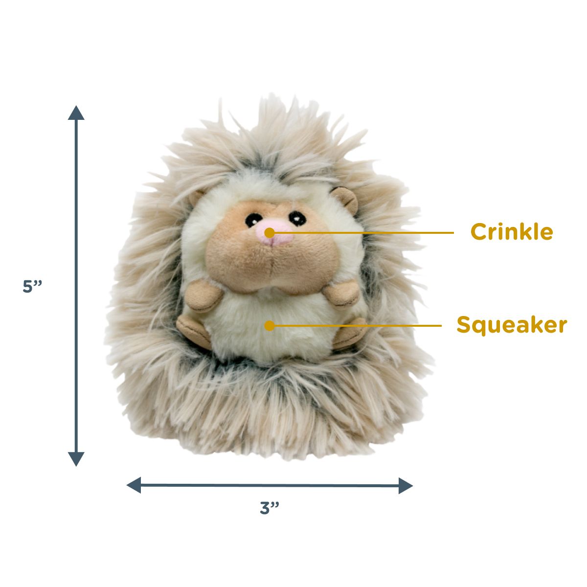 Tall Tails Real Feel Fluffy Baby Hedgehog with Squeaker Dog Toy – 5 Inch