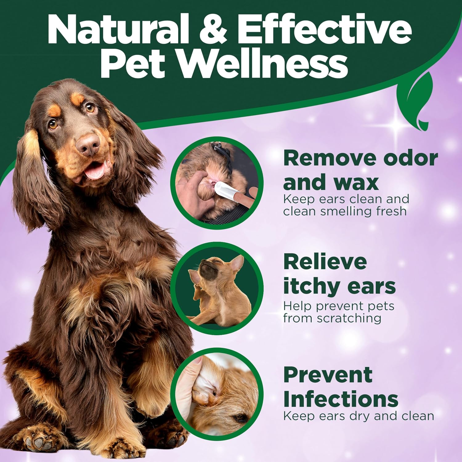 Vet’s Best Ear Relief Finger Wipes for Dogs – Ear Cleaning Wipes with Witch Hazel, Aloe Vera & Tea Tree Oil, 50 Count
