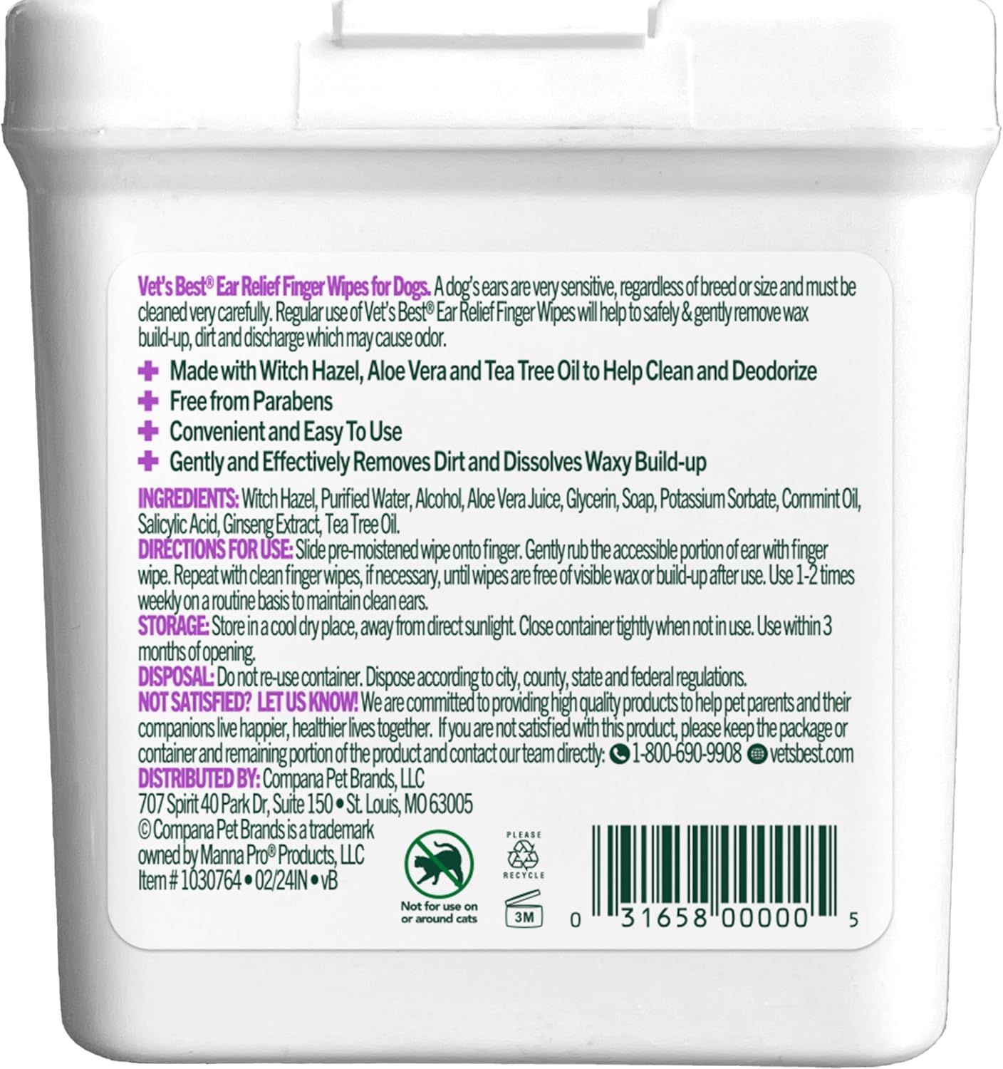 Vet’s Best Ear Relief Finger Wipes for Dogs – Ear Cleaning Wipes with Witch Hazel, Aloe Vera & Tea Tree Oil, 50 Count