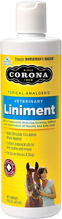 Corona Vet Liniment Gel Topical Analgesic for Horses & Livestock, 16 oz