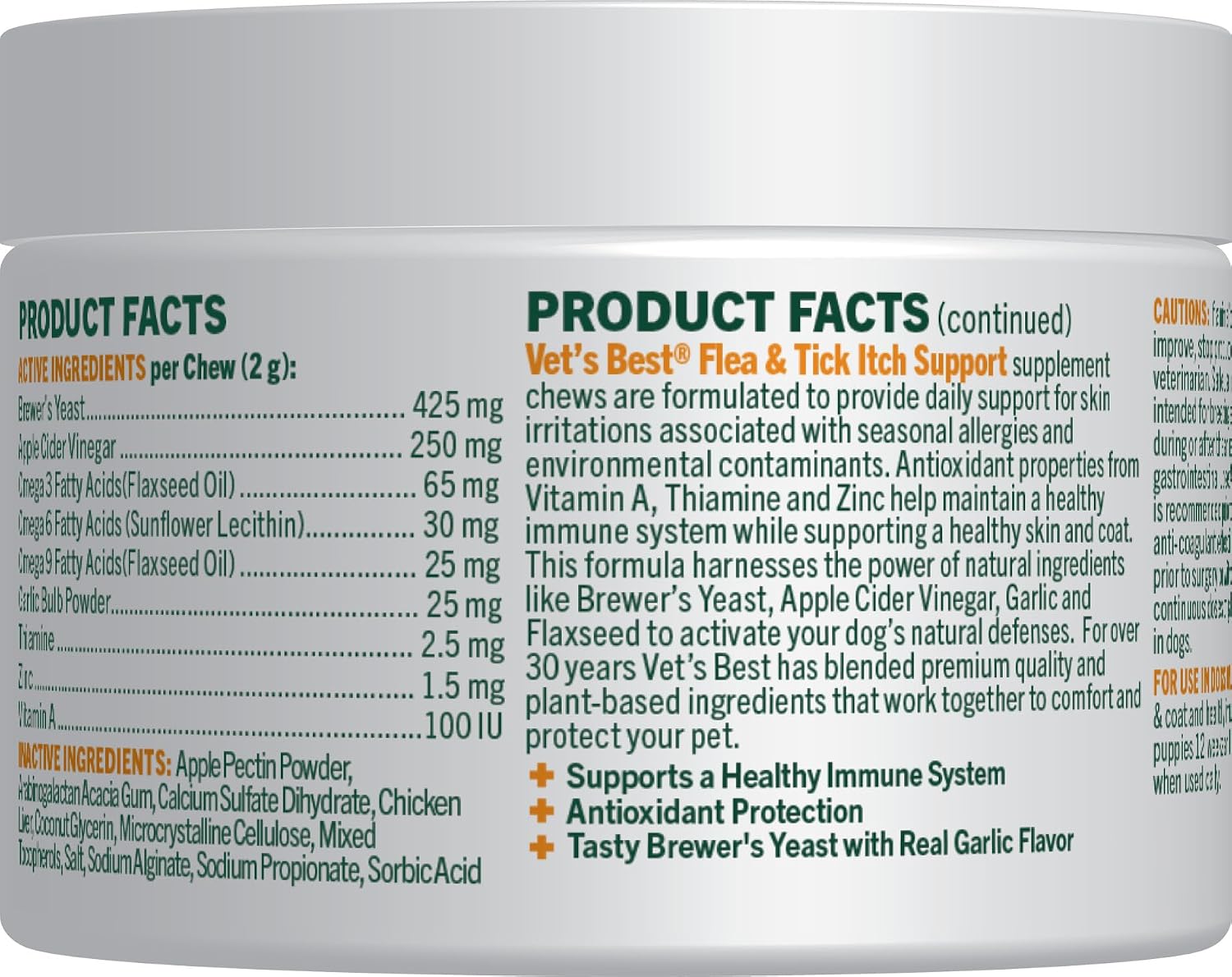 Vet's Best Flea & Tick Soft Chews for Dogs, Immune & Itch Support, 60 Count