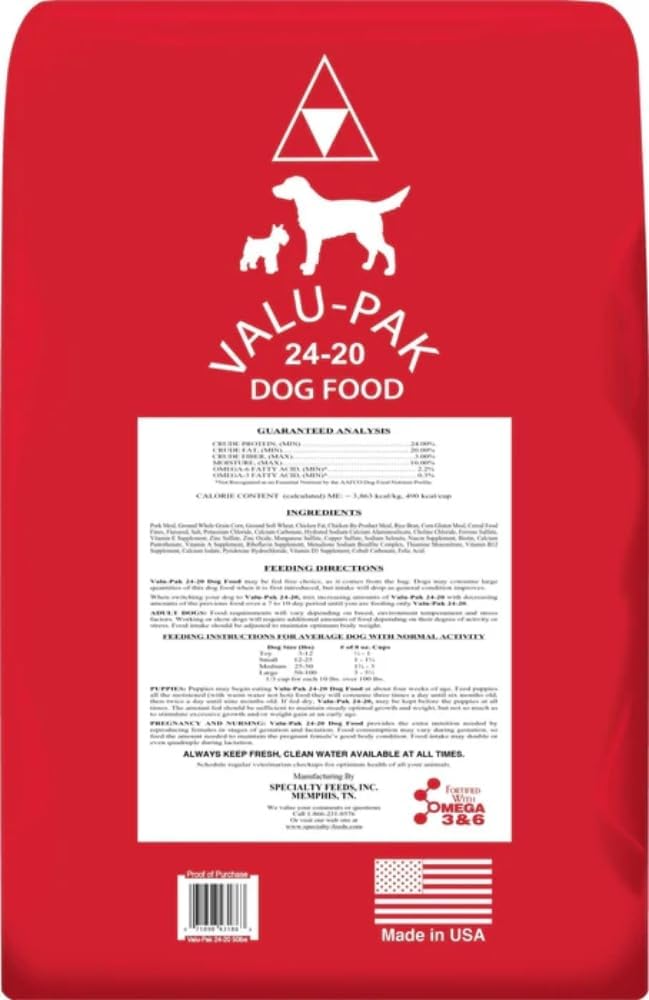 Valu-Pak Free 24-20 Performance Dog Food – Red Bag, 50 lb