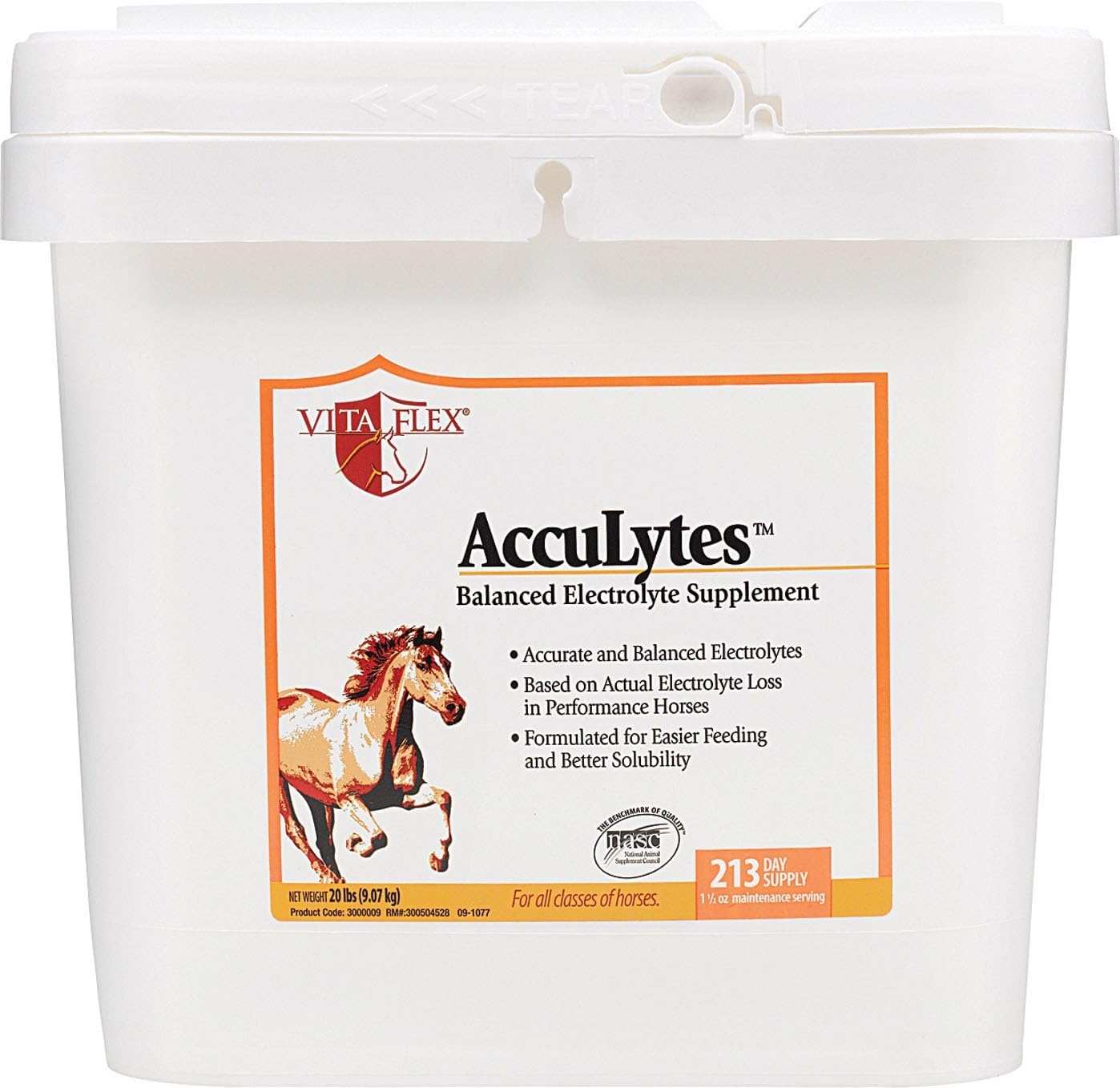Vita Flex AccuLytes Complete Electrolyte Formula for Horses 20 lb – Gingersnap Electrolyte Supplement, 213-Day Supply