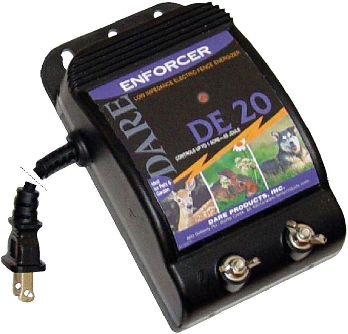 Dare Enforcer DE20 110V Electric Fence Energizer – 1 Acre, 0.05 Joule Low-Impedance Fence Charger