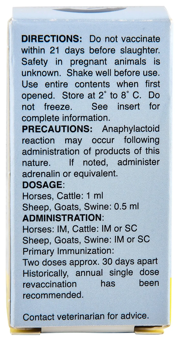 Colorado Serum Tetanus Toxoid Concentrated Vaccine for Horses & Livestock – 10 mL, 10 Dose