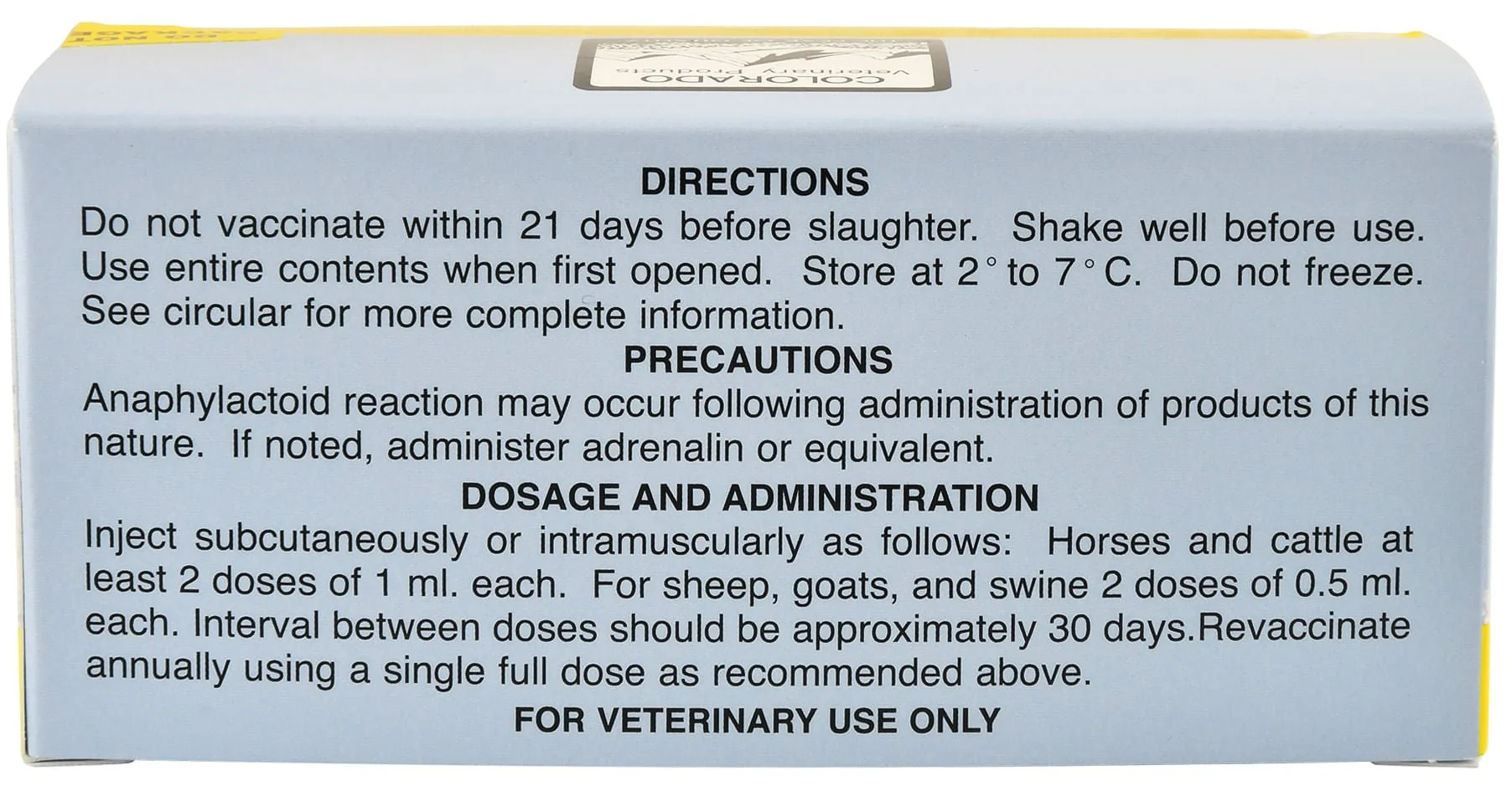 Colorado Serum Tetanus Toxoid Concentrated Vaccine for Horses & Livestock – 10 mL, 10 Dose