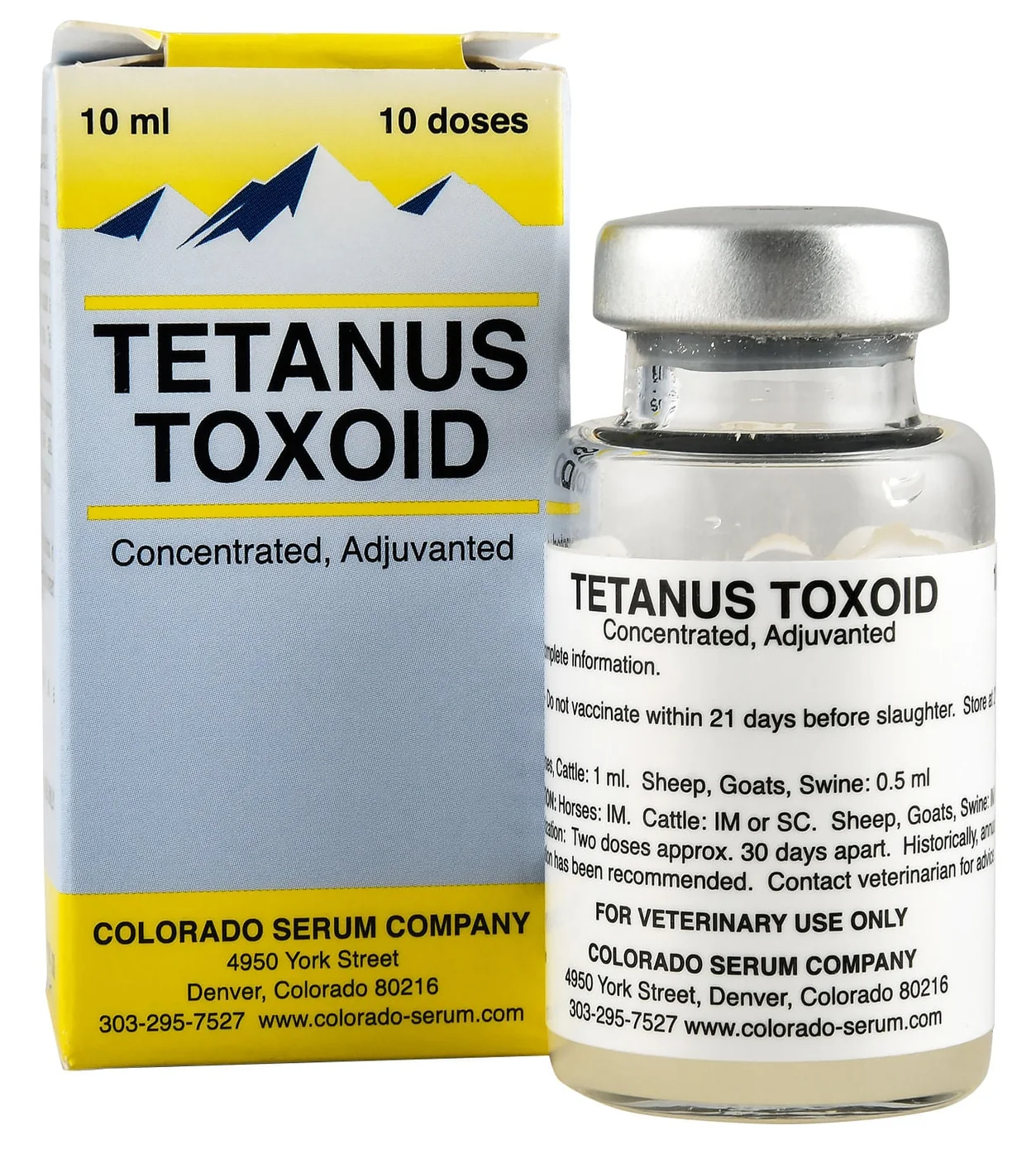 Colorado Serum Tetanus Toxoid Concentrated Vaccine for Horses & Livestock – 10 mL, 10 Dose