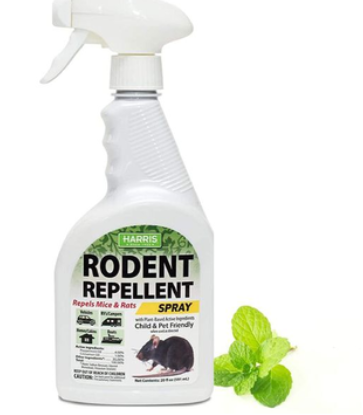Harris GRR-20 Rodent Repellent Spray 20 oz – Plant-Based Peppermint & Cinnamon Oil Mouse & Rat Deterrent