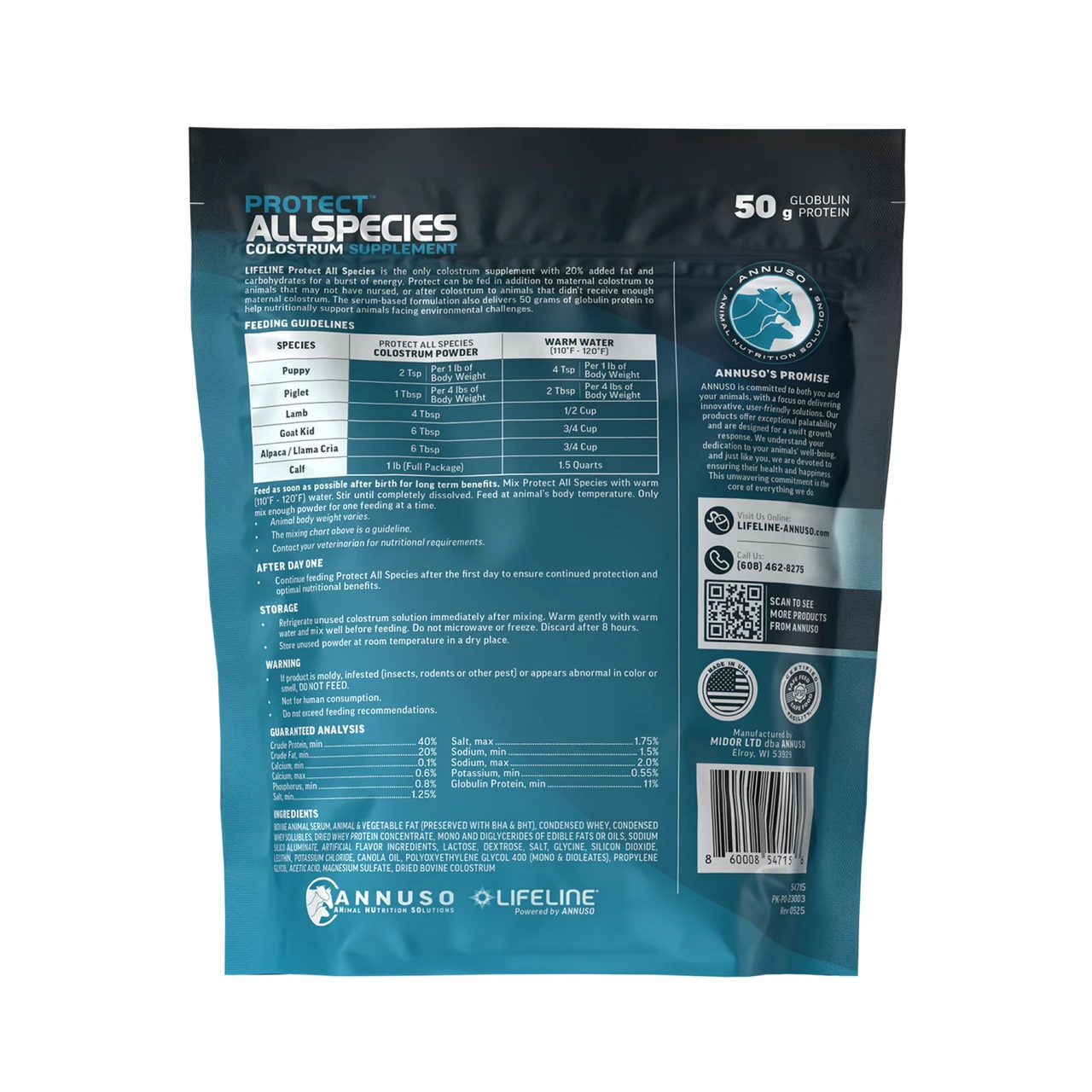 LIFELINE Protect All Species 50g Colostrum Supplement for Newborn Calves, Lambs, Kids, Puppies & Piglets – 1 lb