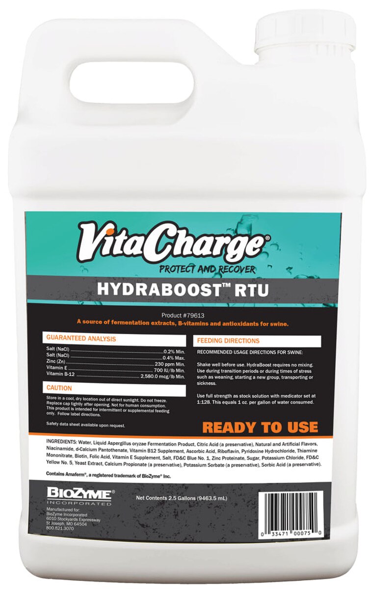 BioZyme Vita Charge HydraBoost RTU Livestock Supplement – 2.5 Gallon Ready-to-Use Hydration & Digestive Support
