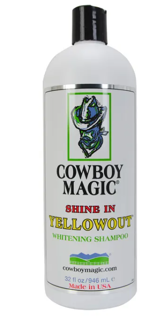 Cowboy Magic Shine In Yellowout Whitening Shampoo – 32 oz, Horse Coat Mane & Tail Stain Remover