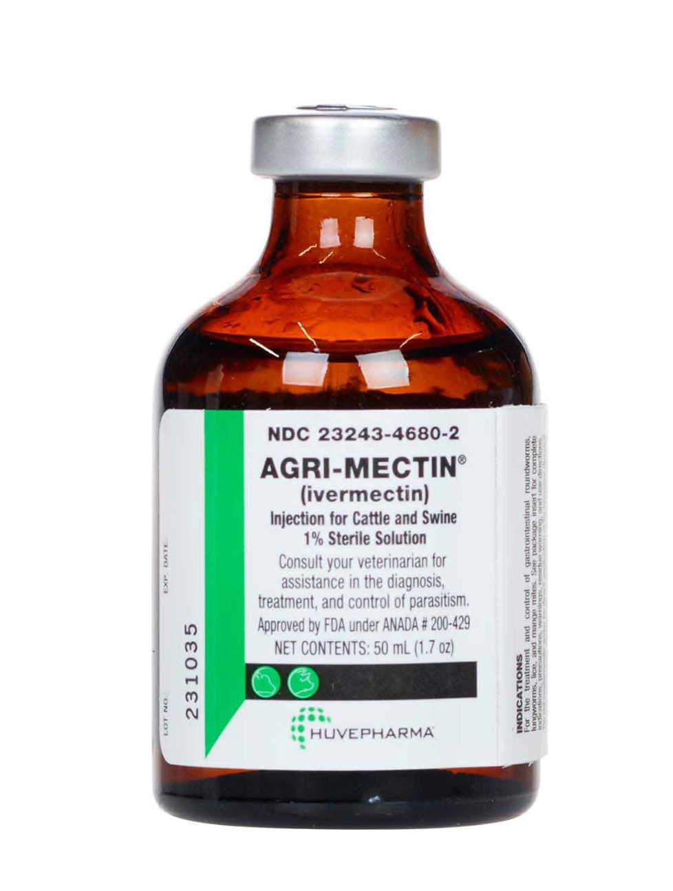 Agri-Mectin 1% Ivermectin Injection for Cattle & Swine – 50 mL Livestock Dewormer